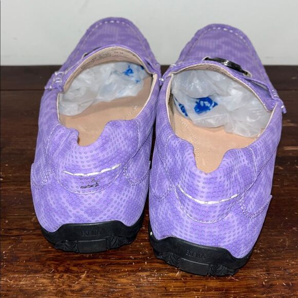 New Purple Leopard Spots Leather Lined Stacy Adams Slip on Loafer Moccasin shoes